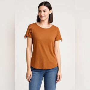 J. Jill Love Linen Sz S Casual Open‎ Sleeve Detail Rustic Orange Basic Normcore